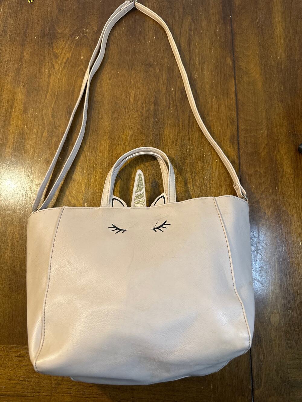 Arizona Jean Unicorn purse, with handles or strap for crossbody. Blush/beige